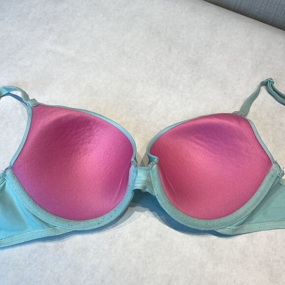 Pink Victoria’s Secret Wear Everywhere Push-Up 32C Multi-Way Straps Blue Pink - Picture 5 of 12